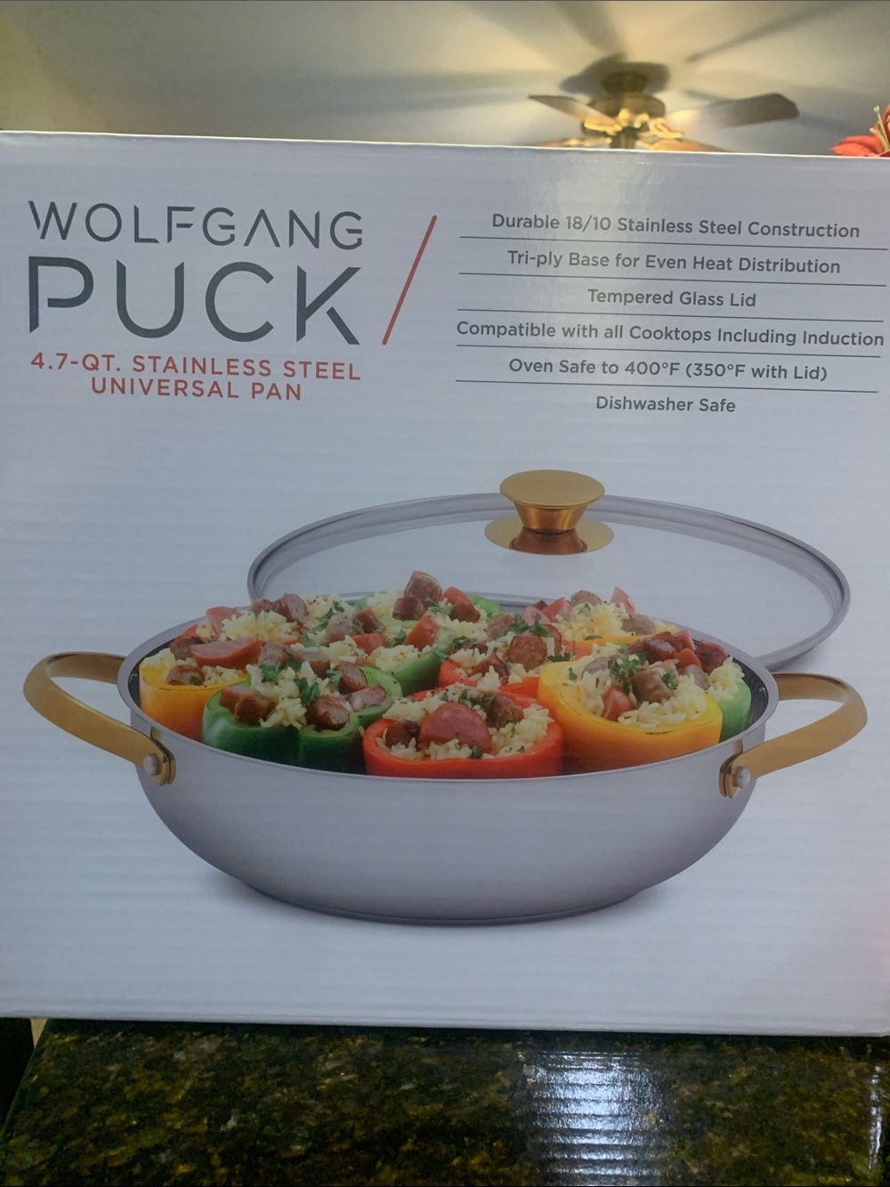 NEVER USED! 4.7-Qt Stainless Steel Universal Pan with Glass Lid - Silver/Gold